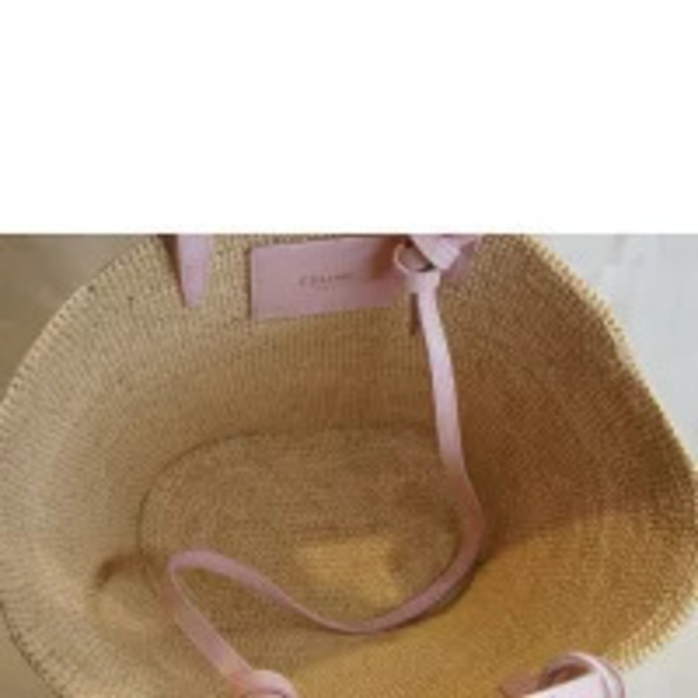 CELINE Triomphe Panier Raffia Basket Bag Pink AB - Picture 5 of 6